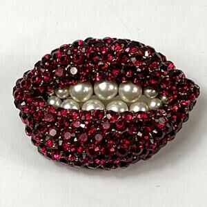 Salvador Dalí Joies Ruby Lips Brooch 2001 Official Reproduction Signed Gold Tone